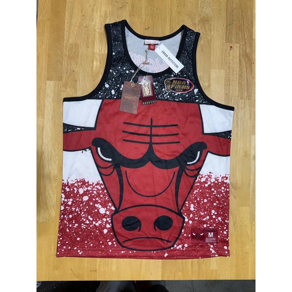 NWT Mitchell & Ness Chicago Bulls 1996 NBA Finals Big Face Tank Top Men M